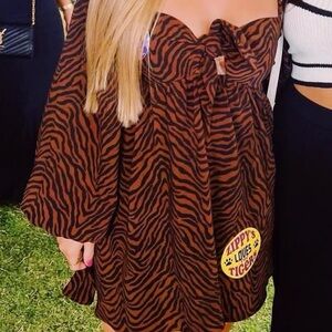 Lovers + Friends Brown and Black Zebra Dress